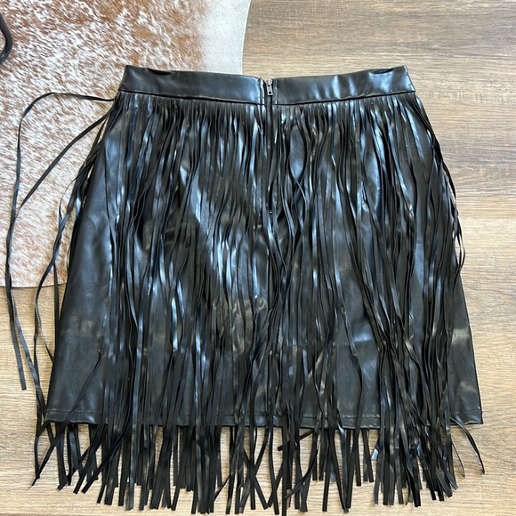 Leather Fringe Skirt - Picture 2 of 3